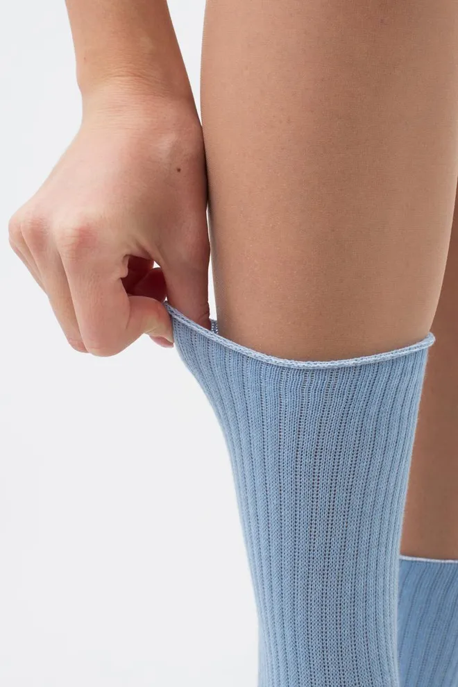Шкарпетки жіночі високі в рубчик WS4 rib Giulia (baby blue), блакитний