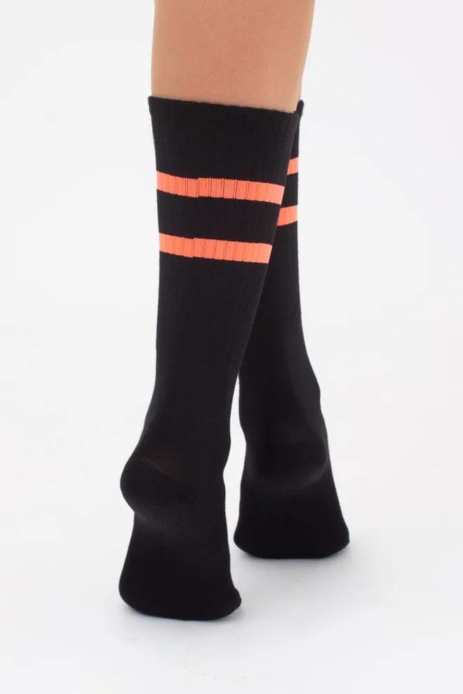 Шкарпетки жіночі високі Ws4 soft neon 002 Giulia (black/orange)