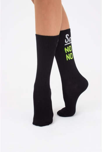 Шкарпетки жіночі високі з принтом Ws4 soft neon 003 Giulia (black/yellow)