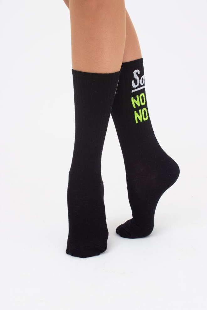 Шкарпетки жіночі високі з принтом Ws4 soft neon 003 Giulia (black/yellow)