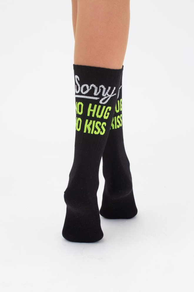 Шкарпетки жіночі високі з принтом Ws4 soft neon 003 Giulia (black/yellow)