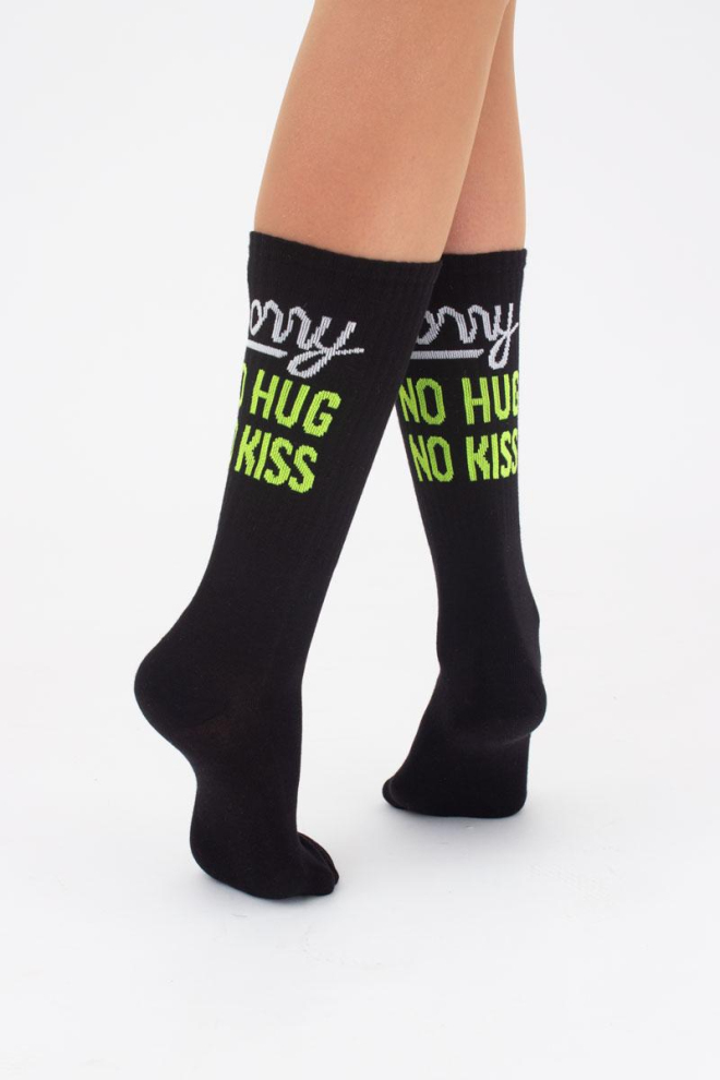 Шкарпетки жіночі високі з принтом Ws4 soft neon 003 Giulia (black/yellow)