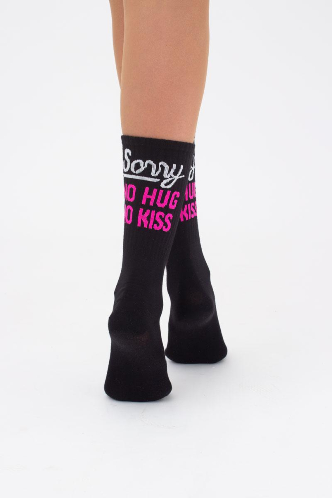Шкарпетки жіночі високі з принтом Ws4 soft neon 003 Giulia (black/rose)