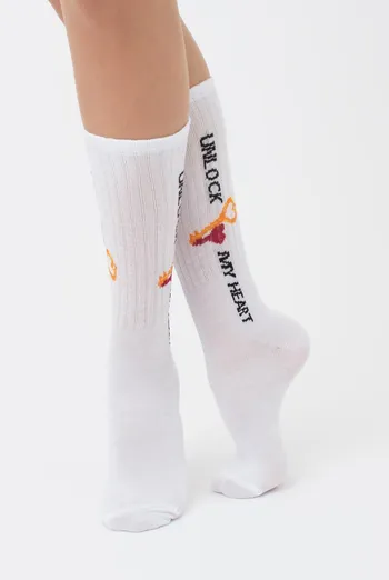 Носки женские высокие с принтом WS4 strong valentine 004 Giulia (white) Носки женские высокие с принтом WS4 strong valentine 004 Giulia (white)
