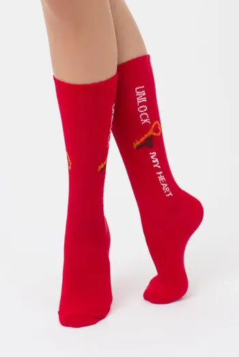 Носки женские высокие с принтом WS4 strong valentine 004 Giulia (red) Носки женские высокие с принтом WS4 strong valentine 004 Giulia (red)