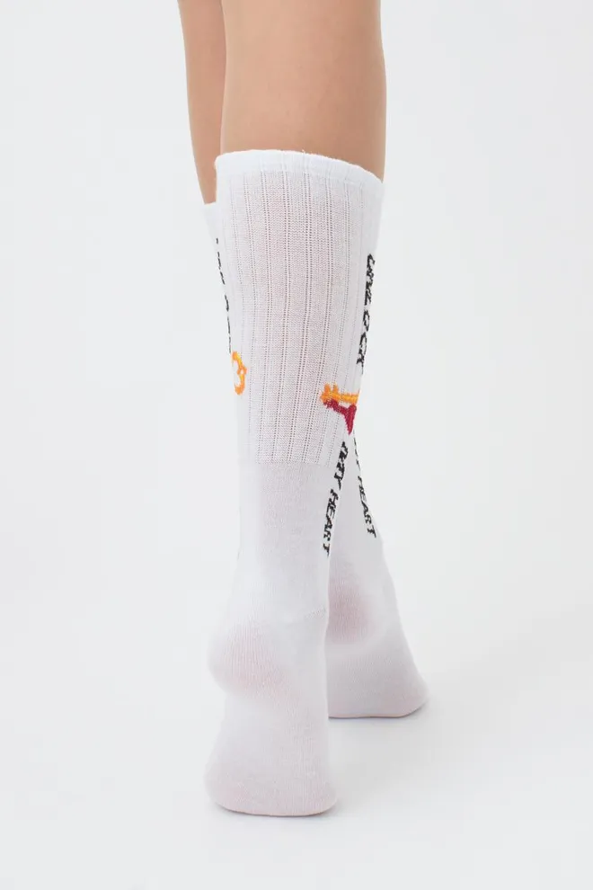 Шкарпетки жіночі високі з принтом WS4 strong valentine 004 Giulia (white)