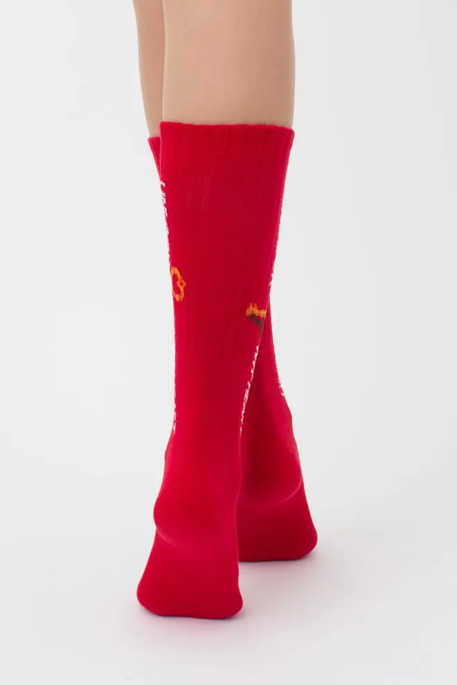 Шкарпетки жіночі високі з принтом WS4 strong valentine 004 Giulia (red)