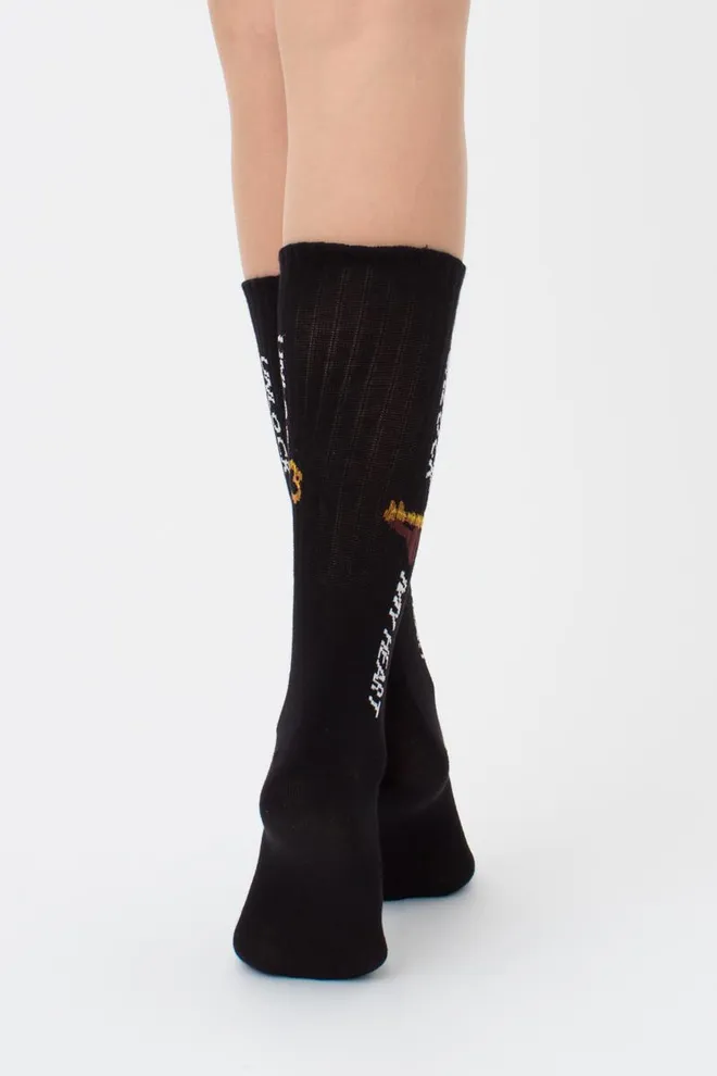 Шкарпетки жіночі високі з принтом WS4 strong valentine 004 Giulia (black)