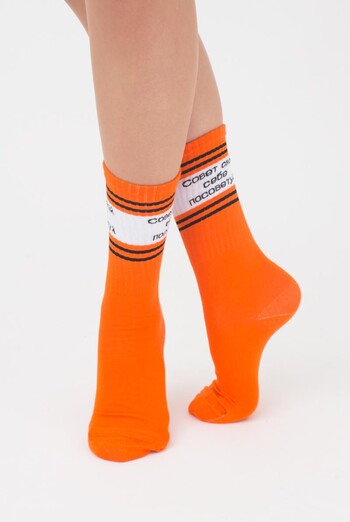 Шкарпетки жіночі високі з написом WS4 text strong 006 Giulia (orange) Шкарпетки жіночі високі з написом WS4 text strong 006 Giulia (orange)