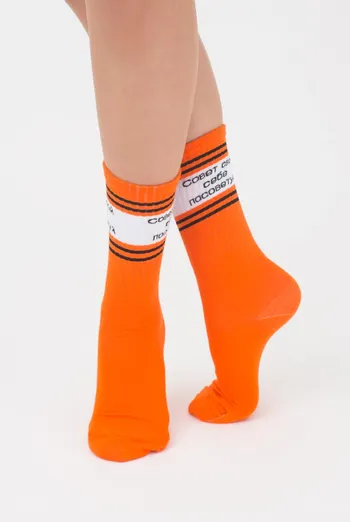 Шкарпетки жіночі високі з написом WS4 text strong 006 Giulia (orange)