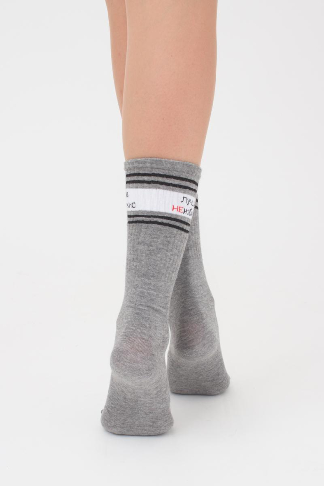 Шкарпетки жіночі високі з написом WS4 text strong 007 Giulia (light grey melange)