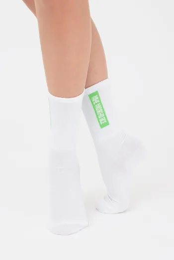 Шкарпетки жіночі високі з написом WS4 text strong 009 Giulia (white/jasmine)