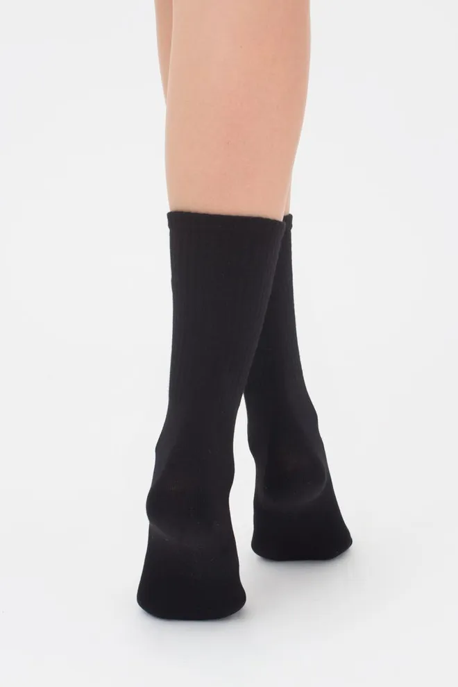 Носки женские высокие с принтом WS4 text strong 013 Giulia (black)