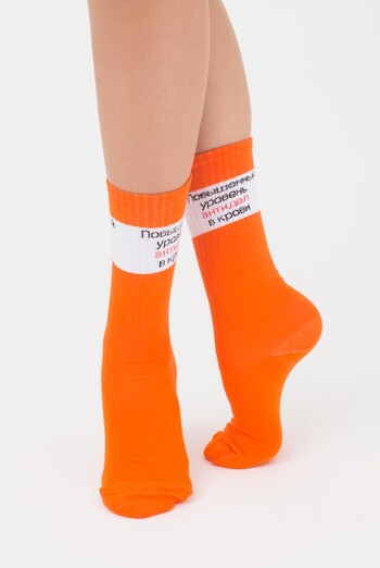 Шкарпетки жіночі високі з написом WS4 text strong 014 Giulia (orange) Шкарпетки жіночі високі з написом WS4 text strong 014 Giulia (orange)