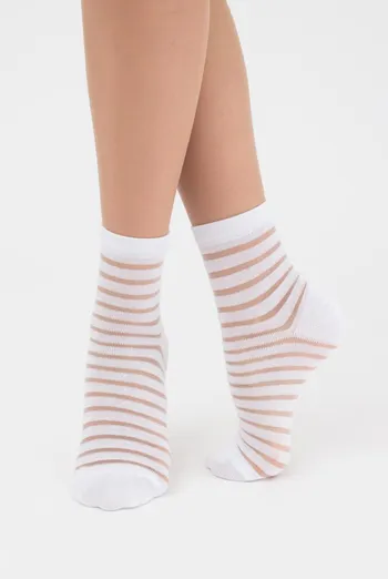 Носки женские классические в полоску WSM-002 Giulia (bianco), белый Носки женские классические в полоску WSM-002 Giulia (bianco), белый