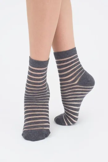 Носки женские классические в полоску WSM-002 Giulia (grey melange) Носки женские классические в полоску WSM-002 Giulia (grey melange)