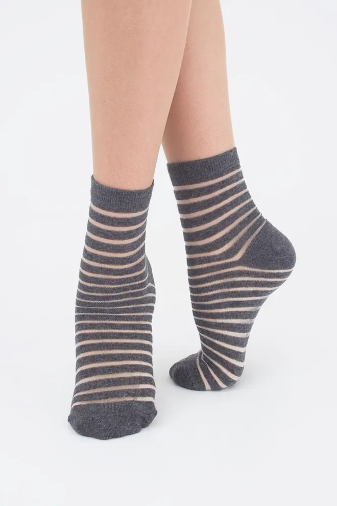 Носки женские классические в полоску WSM-002 Giulia (grey melange)