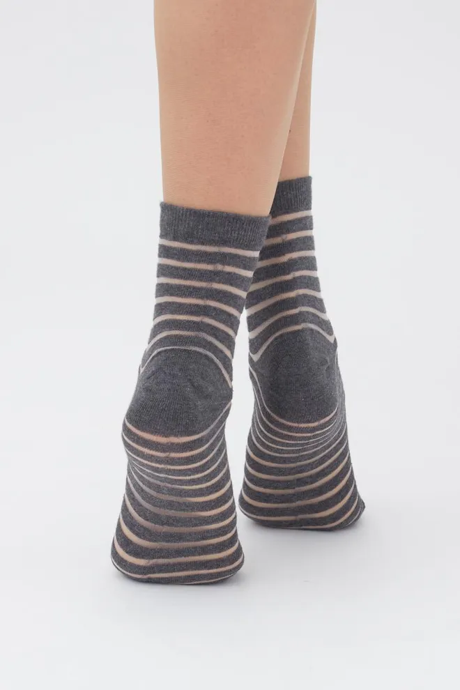 Носки женские классические в полоску WSM-002 Giulia (grey melange)