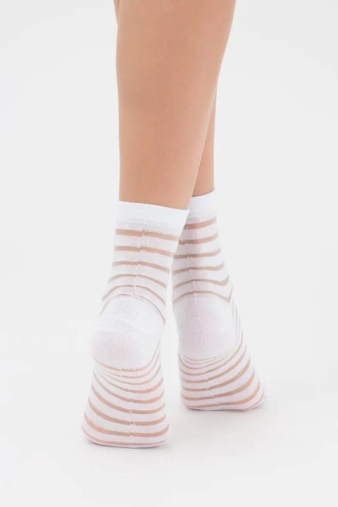 Шкарпетки жіночі класичні в смужку WSM-002 Giulia (bianco), білий