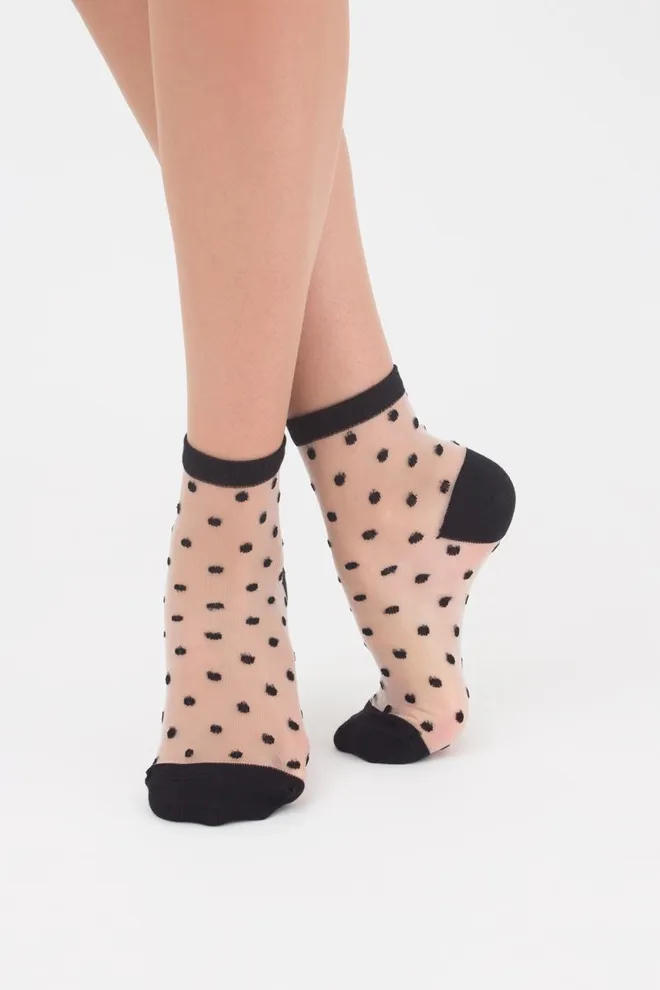 Класичні жіночі шкарпетки прозорі в горошок WSM-004 Giulia (nero)