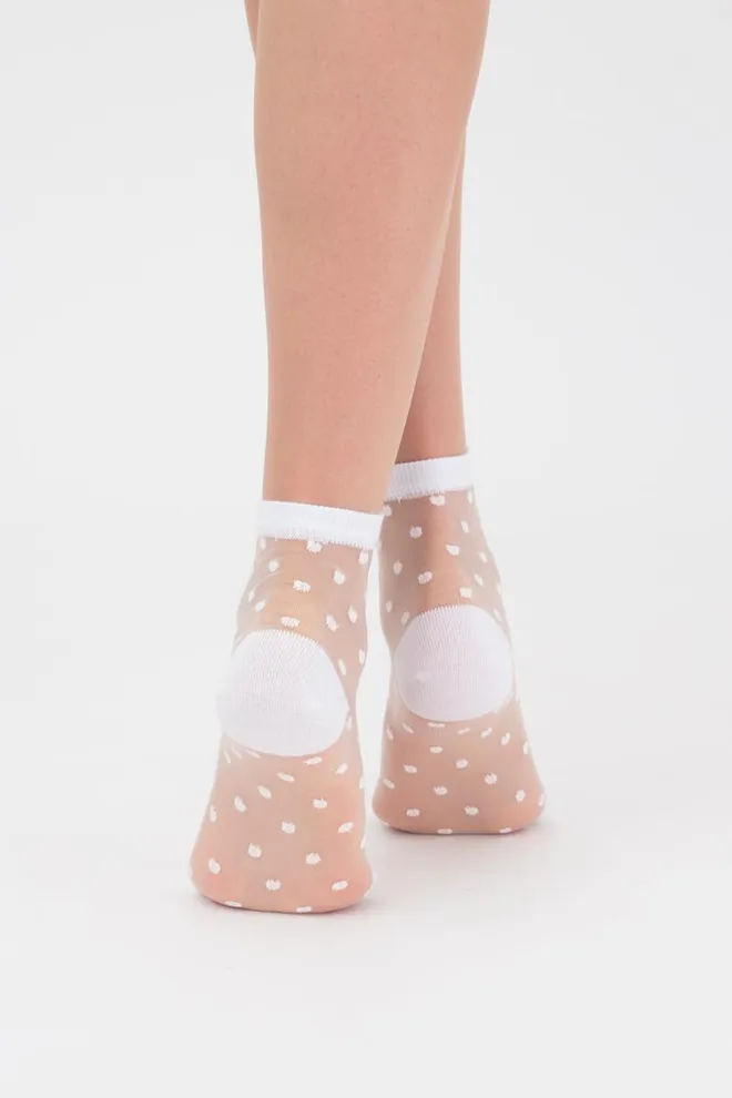 Класичні жіночі шкарпетки прозорі в горошок WSM-004 Giulia (bianco)