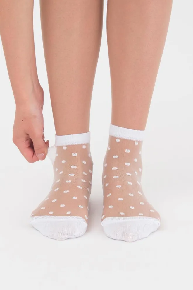 Класичні жіночі шкарпетки прозорі в горошок WSM-004 Giulia (bianco)