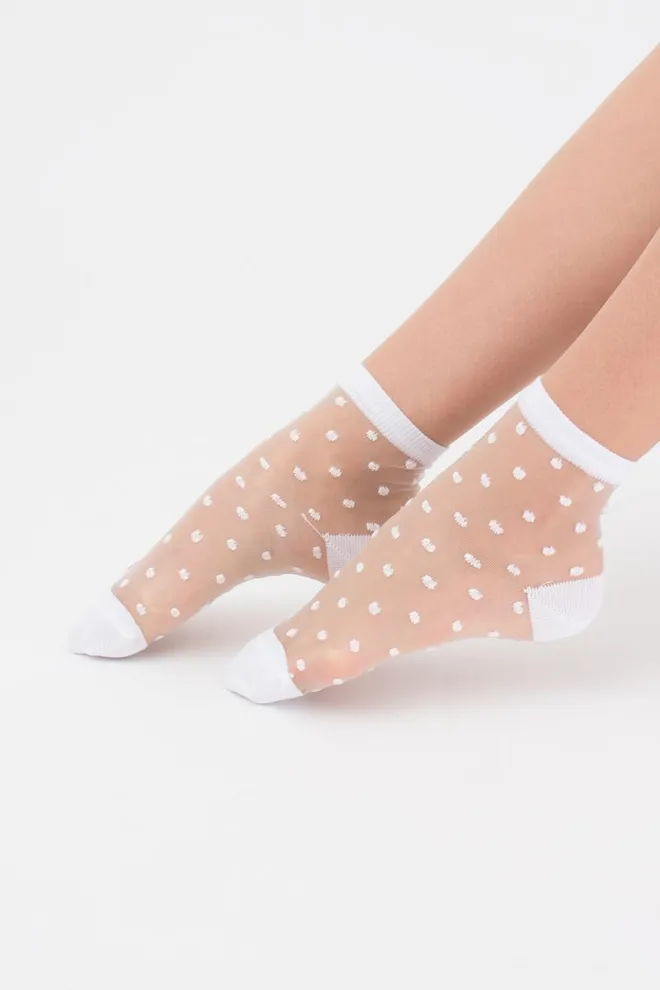 Класичні жіночі шкарпетки прозорі в горошок WSM-004 Giulia (bianco)