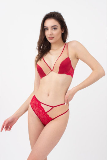 Бюстгальтер з формованими чашками Xmas lace 1142/72 Giulia (red)