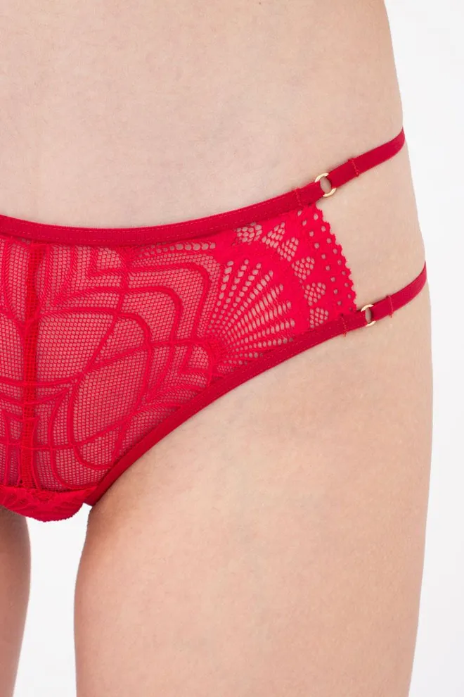 Кружевные трусы бразилиана Xmas lace 2215/31 Giulia (red)