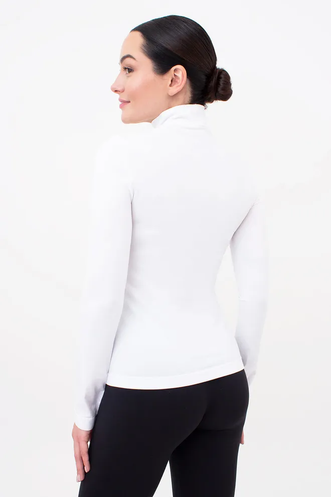 Безшовний лонгслів з короткою горловиною LONG SLEEVE NECK Giulia (bianco), білий