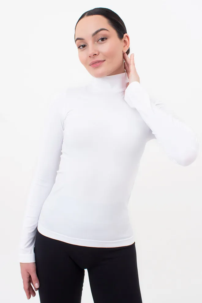 Безшовний лонгслів з короткою горловиною LONG SLEEVE NECK Giulia (bianco), білий