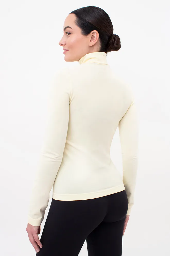 Безшовний лонгслів з короткою горловиною LONG SLEEVE NECK Giulia (vanilla), жовтий