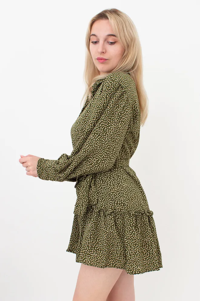 Сукня жіноча з квітковим принтом 6182 (кольоровий/зелений)