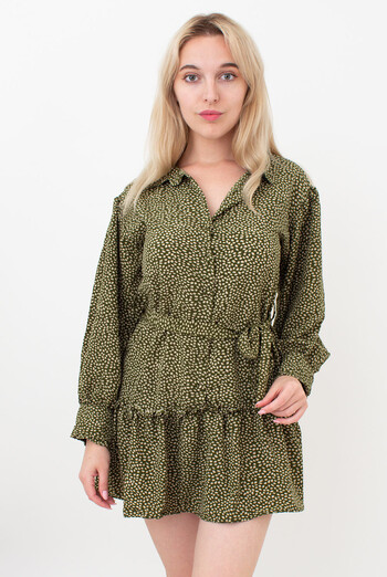 Платье женское с цветочным принтом 6182 (цветной/зеленый) Платье женское с цветочным принтом 6182 (цветной/зеленый)