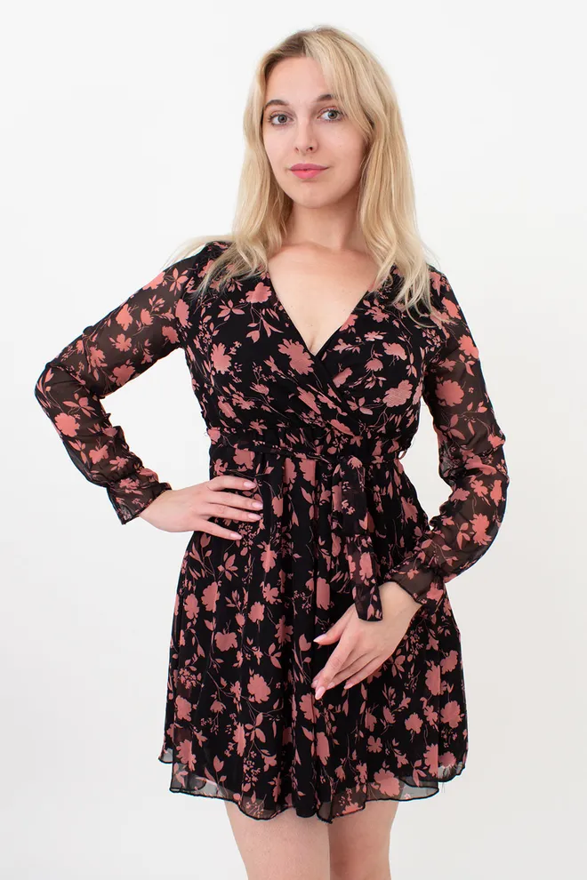 Сукня жіноча з шифону 1467 (кольоровий/рожевий)