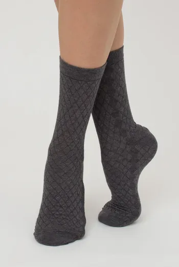 Носки женские классические с узором Ws3 Background 009 Giulia (dark grey melange), серый Носки женские классические с узором Ws3 Background 009 Giulia (dark grey melange), серый