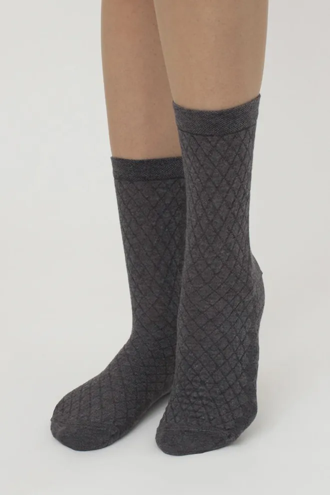 Носки женские классические с узором Ws3 Background 009 Giulia (dark grey melange), серый