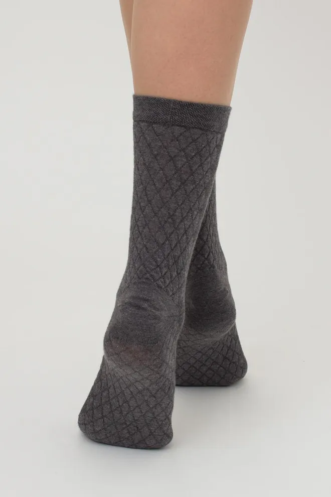 Носки женские классические с узором Ws3 Background 009 Giulia (dark grey melange), серый