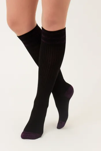 Гольфы женские с люрексом WG1 LUREX RIB 002 Giulia (black/shiny pink metallic) черные Гольфы женские с люрексом WG1 LUREX RIB 002 Giulia (black/shiny pink metallic) черные