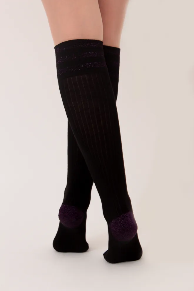 Гольфи жіночі  із люрексом WG1 LUREX RIB 002 Giulia (black/shiny pink metallic) чорні
