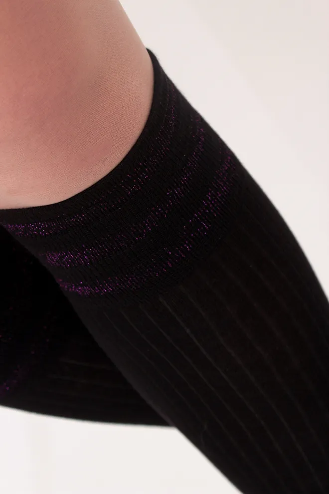 Гольфи жіночі  із люрексом WG1 LUREX RIB 002 Giulia (black/shiny pink metallic) чорні