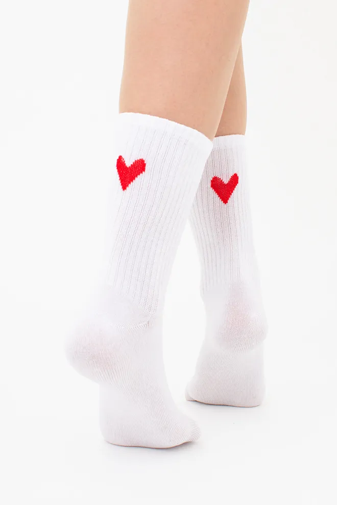 Бавовняні жіночі шкарпетки з сердечком WS3 VALENTINE 2501 Giulia (white), білий