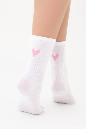 Хлопковые женские носки с сердечком WS3 VALENTINE 2501 Giulia (white/rose), белый Хлопковые женские носки с сердечком WS3 VALENTINE 2501 Giulia (white/rose), белый