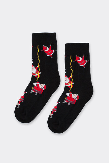 Чоловічі шкарпетки новорічні з Сантами MS3 NEW YEAR 2601 Giulia (black), чорний