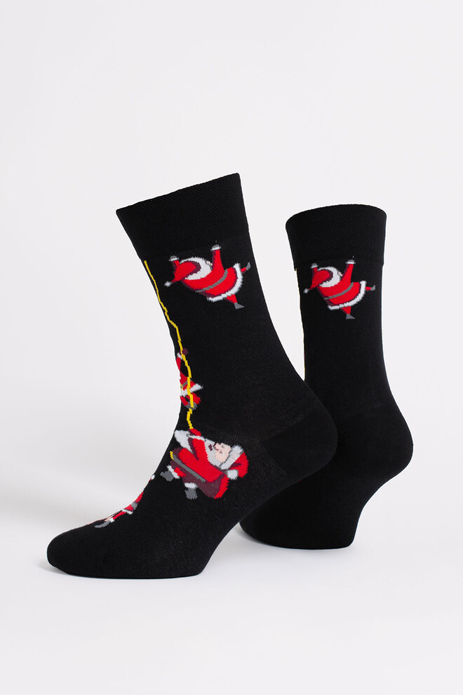Чоловічі шкарпетки новорічні з Сантами MS3 NEW YEAR 2601 Giulia (black), чорний