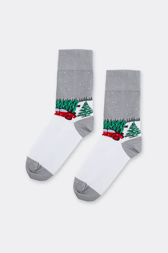 Чоловічі шкарпетки новорічні MS3 NEW YEAR 2602 Giulia (silver), сірий