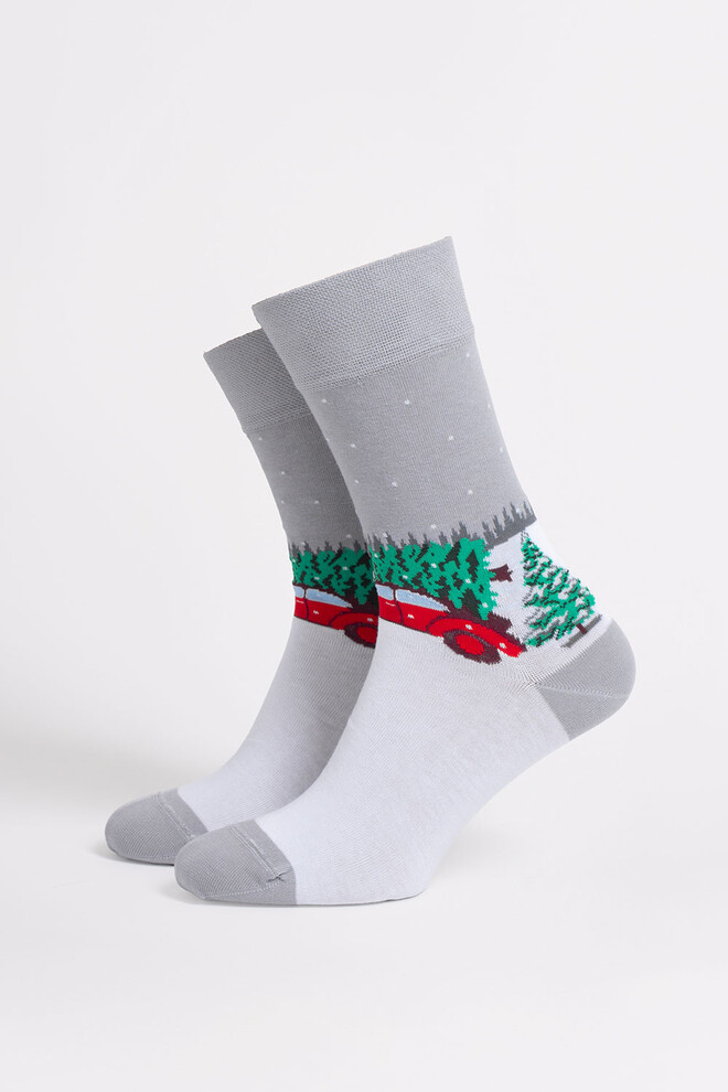 Чоловічі шкарпетки новорічні MS3 NEW YEAR 2602 Giulia (silver), сірий