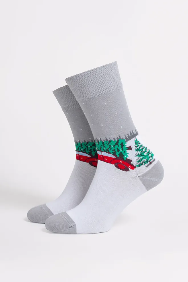 Чоловічі шкарпетки новорічні MS3 NEW YEAR 2602 Giulia (silver), сірий