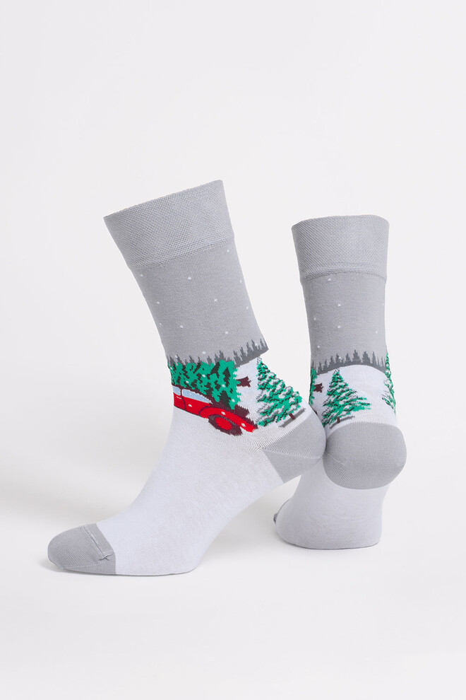 Чоловічі шкарпетки новорічні MS3 NEW YEAR 2602 Giulia (silver), сірий