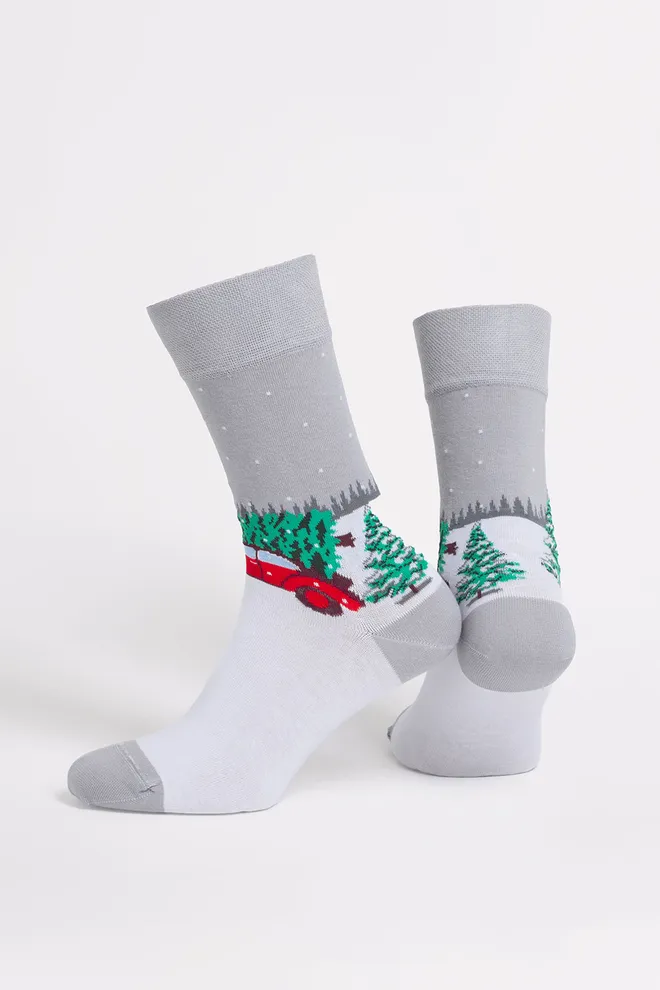 Чоловічі шкарпетки новорічні MS3 NEW YEAR 2602 Giulia (silver), сірий